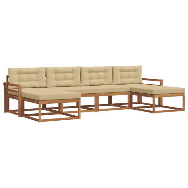 vidaXL Ensemble de canapés d'extérieur 6 Pièces Naturel et Beige