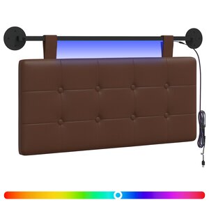 vidaXL Tête de lit suspendue Avec lumière LED Marron Simili cuir