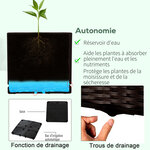 Jardinière sur pieds carré potager 2 étages dim. 80L x 40l x 44H cm insert d'irrigation plastique chocolat