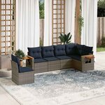 vidaXL Salon de jardin 6 Pièces avec coussins gris résine tressée
