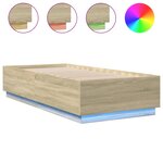 vidaXL Cadre de lit avec LED sans matelas chêne sonoma 90x200 cm