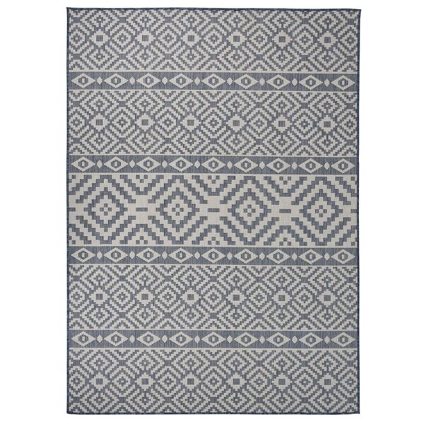 vidaXL Tapis à tissage plat d'extérieur 200x280 cm Rayures bleues