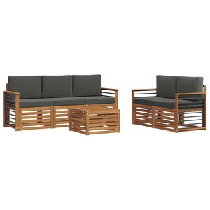vidaXL Ensembles de canapés avec coussin 6 Pièces Naturel et Anthracite