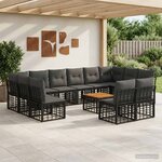 vidaXL Ensemble de canapés d'extérieur 13 pc Noir et Gris foncé