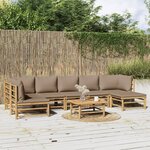vidaXL Salon de jardin 8 Pièces avec coussins taupe bambou