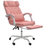 Chaise fauteuil siège pivotante de inclinable de bureau informatique étude similicuir rose 02_0024271