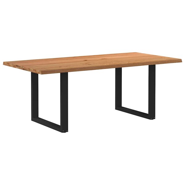 vidaXL Table à manger bord naturel bois massif chêne rectangulaire