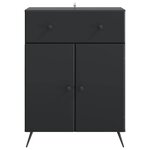 vidaXL Buffet avec tiroir Noir 66 x 34 5 x 90 cm Bois d'ingénierie
