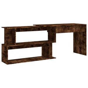 Bureau table poste de travail meuble d'ordinateur informatique étude d'angle chêne fumé 200 x 50 x 76 cm bois d'ingénierie brun 02_0023673