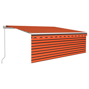 vidaXL Auvent manuel rétractable et store et LED 4 5x3 m Orange/marron