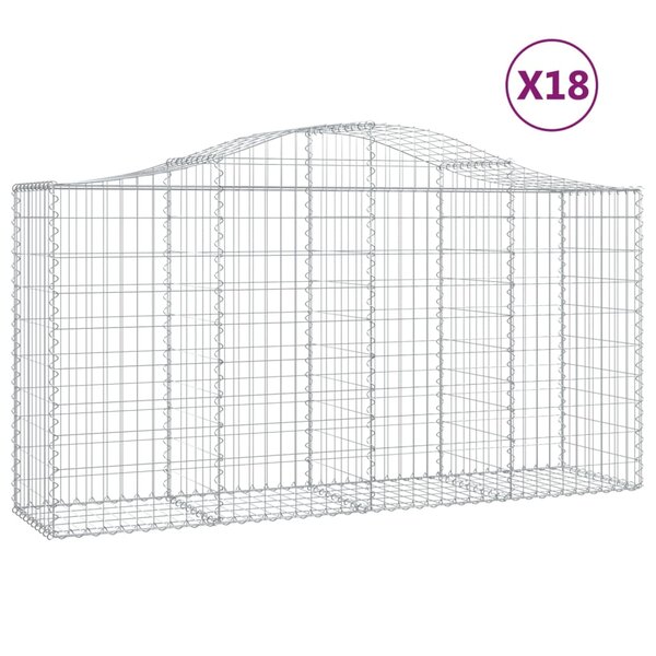 vidaXL Paniers à gabions arqués 18 Pièces 200x50x100/120 cm fer galvanisé