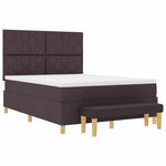vidaXL Lit à ressorts avec matelas Marron foncé 140 x 200 cm tissu