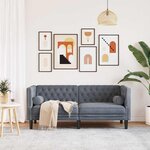 vidaXL Canapé Chesterfield Gris foncé 174 x 74.5 x 70.5 cm Velours