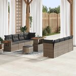 vidaXL Ensemble de canapé de jardin 11 Pièces Gris polyrotin