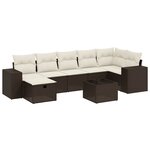 vidaXL Salon de jardin 8 Pièces avec coussins marron résine tressée