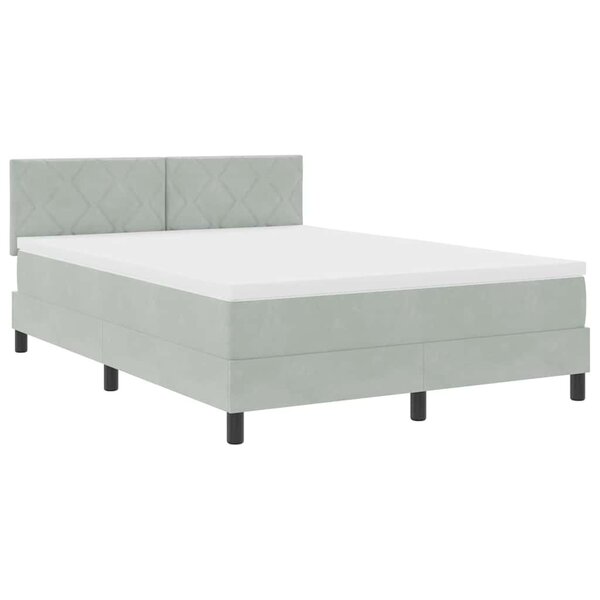 Lit à ressort vidaXL avec matelas Gris clair 140x190 cm Velours
