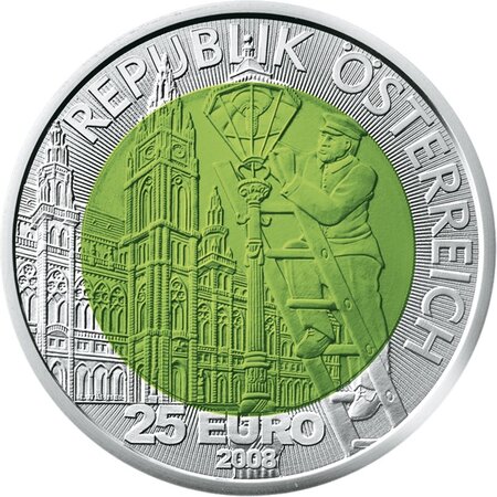 Pièce de monnaie 25 euro Autriche 2008 argent et niobium BU – Fascinante lumière