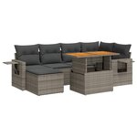 vidaXL Salon de jardin avec coussins 7 Pièces gris résine tressée