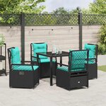 vidaXL Ensemble de salle à manger pour jardin 5 Pièces Noir polyrotin