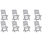 vidaXL Chaises pliables d'extérieur lot de 8 et coussins Bois d'acacia