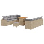 vidaXL Ensemble de Sofa de Jardin 11 Pièces avec Coussins Beige Poly Rattan Acacia