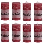 Bolsius bougies pilier rustiques 8 pièces 100x50 mm rouge bordeaux