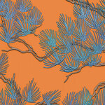 DUTCH WALLCOVERINGS Papier peint Motif avec pins Bleu et orange