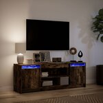 vidaXL Meuble TV avec LED chêne fumé 139 5x34x50 cm bois d'ingénierie