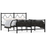 vidaXL Cadre de lit métal sans matelas avec pied de lit noir 140x190cm