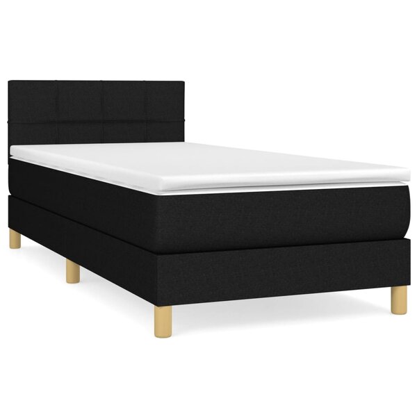 vidaXL Sommier à lattes de lit et matelas Noir 80x200 cm Tissu