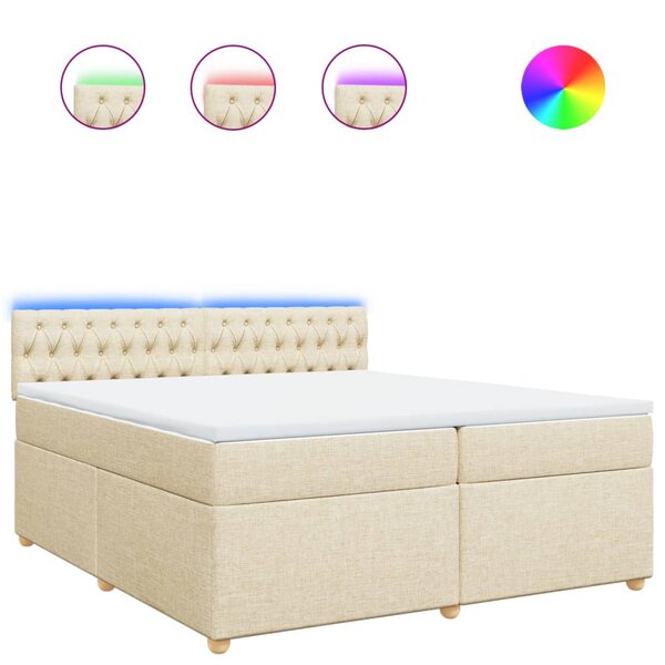 vidaXL Sommier à lattes de lit avec matelas Crème 200x200 cm Tissu