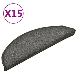vidaXL Tapis d'escalier 15 pièces 56 x 17 x 3 cm Gris foncé Demi-rond