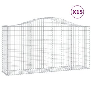vidaXL Paniers à gabions arqués 15 Pièces 200x50x100/120 cm fer galvanisé