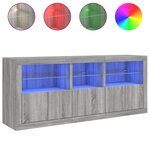 vidaXL Buffet avec lumières LED sonoma gris 162x37x67 cm