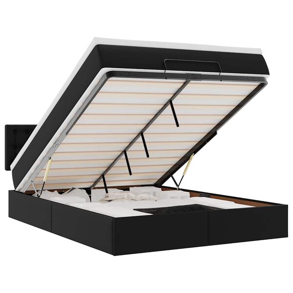vidaXL Lit ottoman avec matelas & LED Noir 140x200cm similicuir