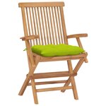 vidaXL Chaises de jardin avec coussins vert vif 4 Pièces Bois de teck