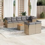 vidaXL Salon de jardin avec coussins 9 Pièces beige résine tressée