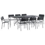 vidaXL Ensemble de salle à manger pour jardin 9 Pièces Anthracite Acier