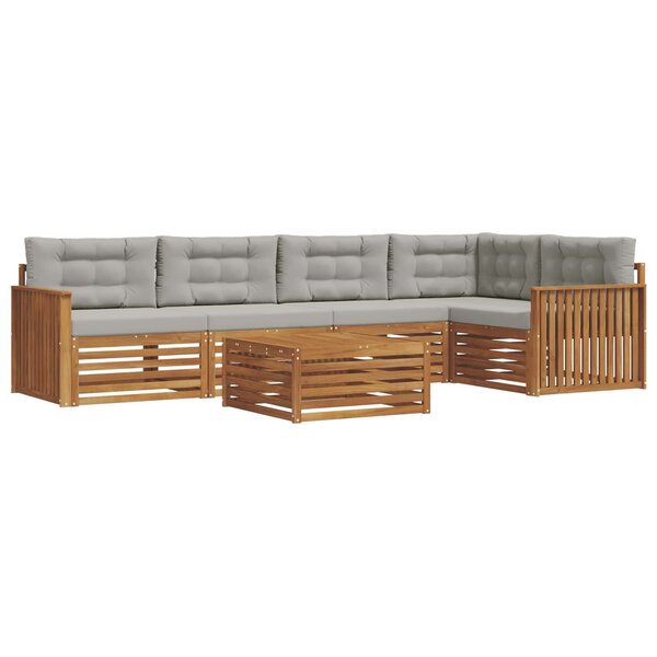 vidaXL Ensemble de canapés d'extérieur 6 pc Gris Naturel et Clair