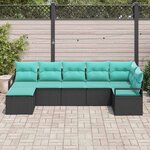 vidaXL Ensemble de Canapés avec coussin 7 Pièces Noir polyrotin