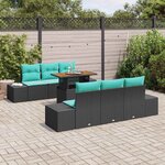 vidaXL Ensemble de salle à manger pour jardin 7 Pièces Noir et Sarcelle