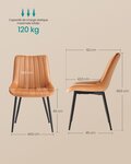 Lot de 2 chaise salle à manger chaise cuisine supportant jusqu’à 120 kg pied en acier dossier ergonomique pour salle à manger cuisine marron 12_0006189