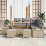 vidaXL Ensemble de canapé de jardin 8 Pièces Beige Poly rotin