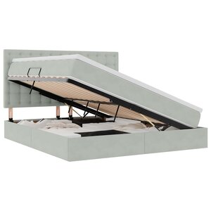 vidaXL Lit de rangement LED avec matelas Gris clair 160 x 200 cm