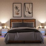 vidaXL Armoires de chevet et lumières LED 2Pièces blanc bois d'ingénierie