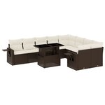 vidaXL Salon de jardin 10 Pièces avec coussins marron résine tressée