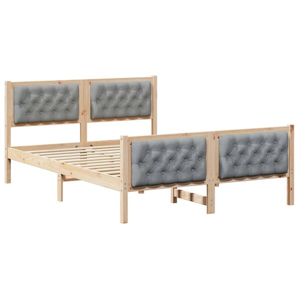 vidaXL Cadre de lit Gris clair 140 x 190 cm Pin massif