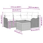 vidaXL Ensemble de canapé de jardin 5 Pièces Gris Poly rotin