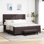 vidaXL Lit à ressorts avec matelas Marron foncé 200 x 200 cm tissu