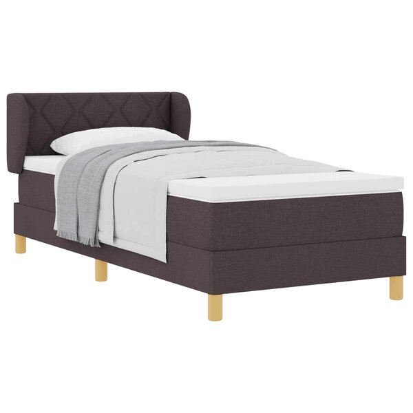 vidaXL Lit à ressorts avec matelas Marron foncé 100 x 200 cm tissu